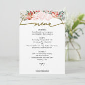 Winter Wedding Menu Card Gilded Watercolor Floral Einladung (Stehend Vorderseite)