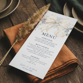 Winter Wedding Menu – Cream, Bow & Floral Menükarte