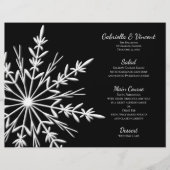 Winter Wedding Menu mit Schwarz und Weiß Snowflake (Vorderseite)