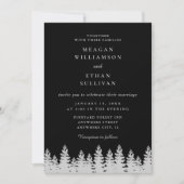 Winter Wedding mit schwarzen und silbernen Pinien Einladung (Vorderseite)