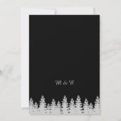 Winter Wedding mit schwarzen und silbernen Pinien Einladung (Rückseite)