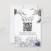 Winter Wedding Pine Cone QR Website RSVP Card (Vorderseite)