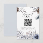 Winter Wedding Pine Cone QR Website RSVP Card Karte (Vorne/Hinten)