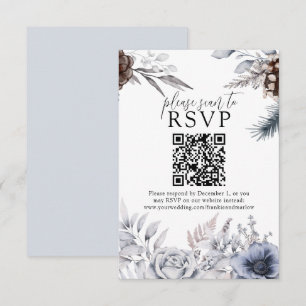 Winter Wedding Pine Cone QR Website RSVP Card Karte