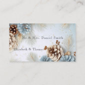 Winter Wedding Pine Cones Blue Brown White Platzkarte (Rückseite)