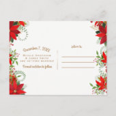 Winter Wedding Poinsettia Urlaub Save the Date Ankündigungspostkarte (Rückseite)