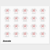 Winter Wedding Red Announcement Monogram Siegel Runder Aufkleber (Blatt)