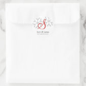 Winter Wedding Red Announcement Monogram Siegel Runder Aufkleber (Tasche)