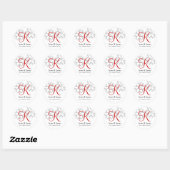 Winter Wedding Red Announcement Monogram Siegel Runder Aufkleber (Blatt)