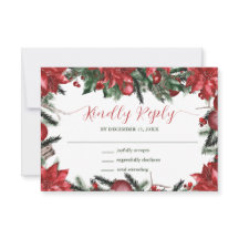 Winter Wedding Red Poinsettia Pine Greenery