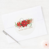 Winter Wedding Red White Poinsettia Holiday Favor Runder Aufkleber (Umschlag)