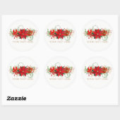 Winter Wedding Red White Poinsettia Holiday Favor Runder Aufkleber (Blatt)