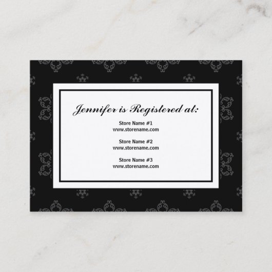 Winter Wedding Registry Card in B&W auf Cream Begleitkarte (Vorderseite)