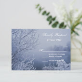 Winter Wedding RSVP Cards mit Eisschnee-See-Szene Karte (Stehend Vorderseite)