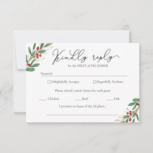 Winter Wedding RSVP Cards - Moderne Weihnachten Karte (Vorderseite)
