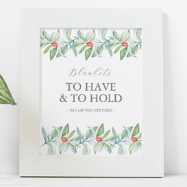 Winter Wedding Sign Botanische Berries & Greenery Poster