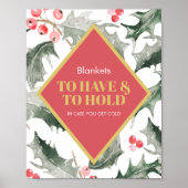 Winter Wedding Sign Wassercolor Holly und Berries Poster (Vorne)