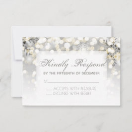Winter Wedding Silver and Gold Sparkle RSVP Karte