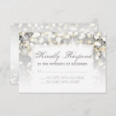Winter Wedding Silver and Gold Sparkle RSVP Karte (Vorne/Hinten)