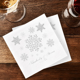Winter Wedding Silver Foil Snowflake Napkins Servietten Mit Folie