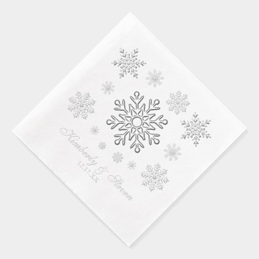 Winter Wedding Silver Foil Snowflake Napkins Servietten Mit Folie (Rechts)