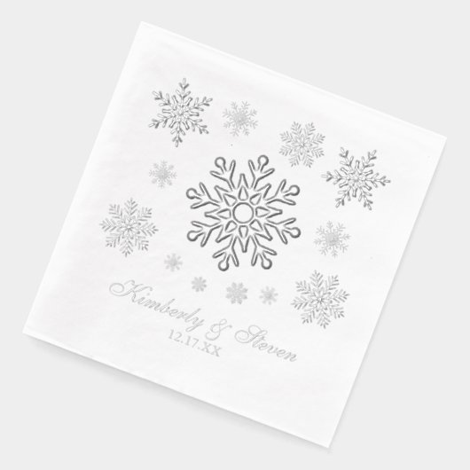 Winter Wedding Silver Foil Snowflake Napkins Servietten Mit Folie (Links)