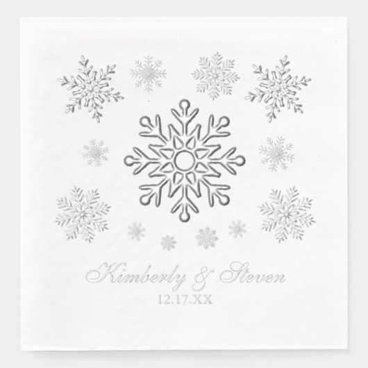 Winter Wedding Silver Foil Snowflake Napkins Servietten Mit Folie (Vorderseite)