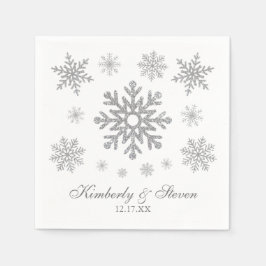 Winter Wedding Silver Snowflake Napkins Serviette