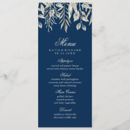Winter Wedding Silver und Navy Blue Menu Menükarte