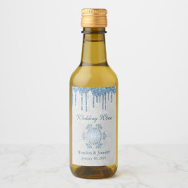 Winter Wedding Snowflake und Blue Glitzer Gefallen Weinetikett