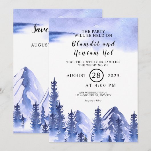 Winter Wedding Snowflake Weihnachtskarte Einladung (Vorne/Hinten)