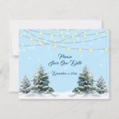 Winter Wedding String Lights Snow Covered Trees Save The Date (Vorderseite)
