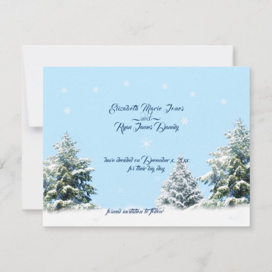 Winter Wedding String Lights Snow Covered Trees Save The Date (Rückseite)
