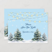 Winter Wedding String Lights Snow Covered Trees Save The Date (Vorne/Hinten)