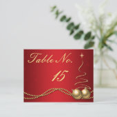 Winter Wedding Tischnummer - Deep Red & Gold (Stehend Vorderseite)