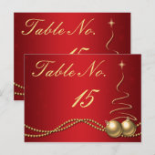 Winter Wedding Tischnummer - Deep Red & Gold (Vorne/Hinten)