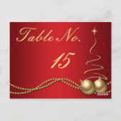 Winter Wedding Tischnummer - Deep Red & Gold (Rückseite)