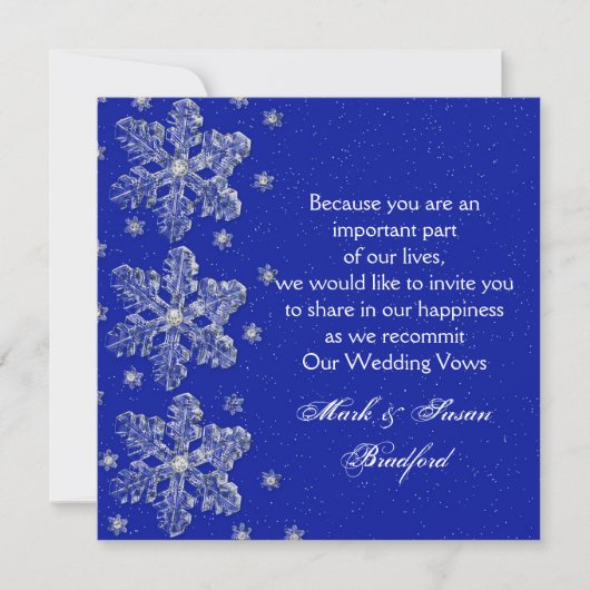 Winter Wedding Vow Renewal - Blau/Schnee Einladung (Vorderseite)