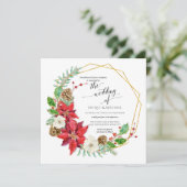 Winter Wedding Watercolor Blumenreath | Quadrat Einladung (Stehend Vorderseite)