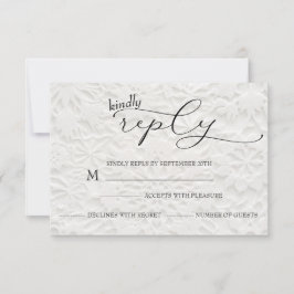 Winter Wedding White & Black Simple RSVP Karte