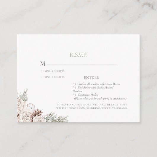Winter Wedding White Floral Sage UAWG Begleitkarte (Vorderseite)