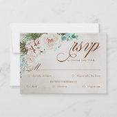 Winter Wedding White Rose UAWG mit Essensmöglichke RSVP Karte (Vorderseite)