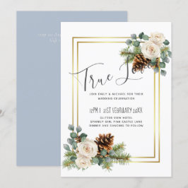 Winter Wedding White Roses Gold Dusty Blue