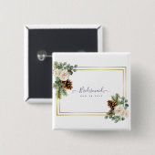 Winter Wedding White Roses Gold Dusty Blue Button (Vorne & Hinten)