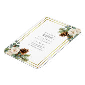 Winter Wedding White Roses Gold Dusty Blue Magnet (Linke Seite)