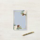 Winter Wedding White Roses Gold Dusty Blue Post-it Klebezettel (Auf Schreibtisch)