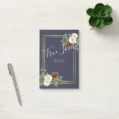 Winter Wedding White Roses Gold Dusty Blue Post-it Klebezettel (Büro)