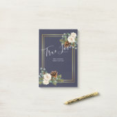 Winter Wedding White Roses Gold Dusty Blue Post-it Klebezettel (Auf Schreibtisch)