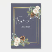 Winter Wedding White Roses Gold Dusty Blue Post-it Klebezettel (Vorderseite)