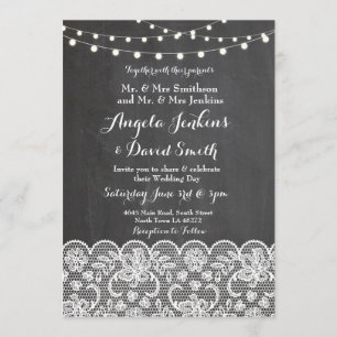 Winter Wedelight Chalkboard Lace Party laden ein Einladung